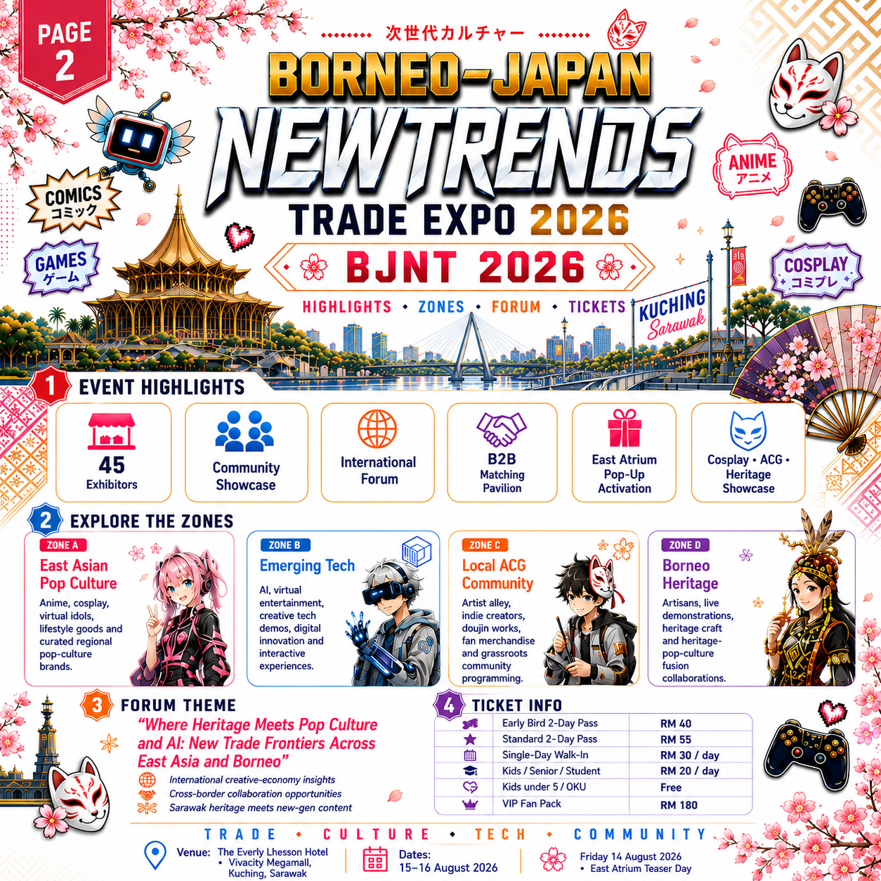BJNT 2026 event highlights and experience zones poster